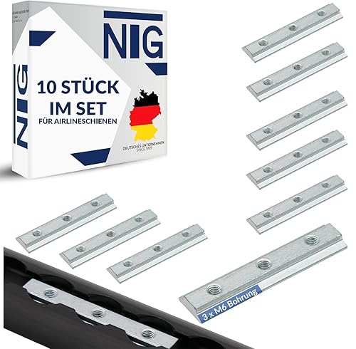 10 Stück Nutenstein für Airlineschienen 3xM6 Stahl verzinkt Fitting | Befestigung für diverse Anwendungen - Cheap-Us