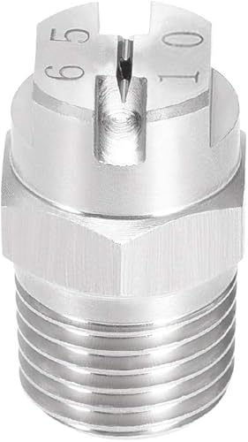 sourcing map Flachstrahldüse Spitze - 304 rostfreier Stahl Düse 1/4BSPT Außengewinde 1 / 4BSPT (65 Grad, 2,0 mm Öffnung) - Cheap-Us