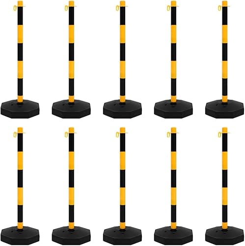vidaXL Kettenpfosten Set mit 10m Kunststoffkette Absperrpfosten Pfosten Poller Kette Absperrkette Absperrung Parkplatzabsperrung Kettenständer - Cheap-Us