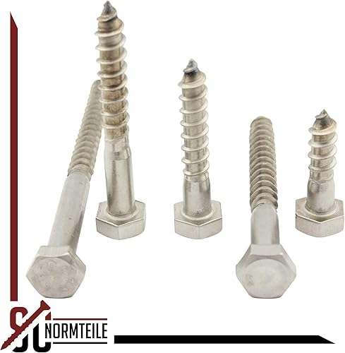 50 Stück Schlüsselschrauben (Sechskant Holzschrauben) - 8x70 mm - DIN 571 - Wiener Schrauben - Edelstahl A2 V2A - SC571 - SC-Normteile - Cheap-Us