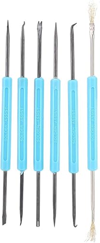 Kadimendium 6-teiliges Doppelkopf-Löthilfe-Reparaturwerkzeug Leiterplattenreparatur-Reinigungshilfswerkzeug-Set für Elektronische Komponenten - Cheap-Us