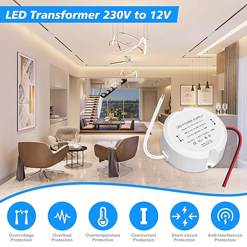 HNCY LED Trafo 24V 36W 1.5A, Mini Ring LED Netzteil Trafo 230V auf 24V, AC zu DC Schalt Niedervolttrafo, kein LED-Flimmern, Kein Rauschen, IP66, 24V Netzteil Konstantspannungs für LED Lampen G4 MR16 - Cheap-Us