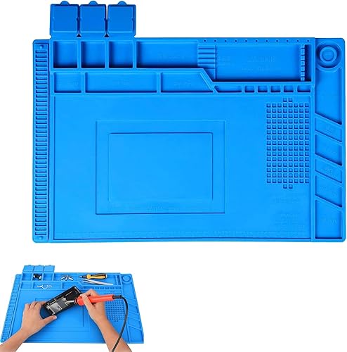 Magnetische Lötmatte, 500℃ Hitzebeständig Reparaturmatte, ilikonc Arbeitsunterlage, mit Skala, Arbeitsmatte for Soldering Repair, 45x30cm, zum Löten, Reparieren von Elektronischen Bauteilen, Platinen - Cheap-Us