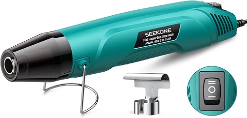 SEEKONE 350W Mini Heißluftpistole, 260 ℃/450 ℃ Dual Temp Handheld Heißluftföhn mit Überlastschutz, Reflektordüse und Doppelt Isoliertem 1,5 m langem Kabel für Schrumpfschläuche, Basteln, Prägen - Cheap-Us