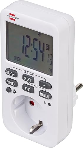Brennenstuhl Comfort-Line Digitale Wochenzeitschaltuhr, digitale Timer-Steckdose (Wochen-Zeitschaltuhr für Innenbereich, Countdown-Funktion und mit erhöhtem Berührungsschutz) weiß - Cheap-Us