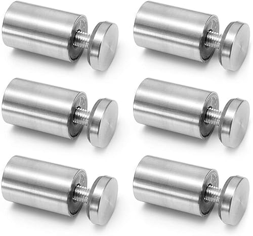 FUJIE 6 Stück Glas Abstandshalter Befestigungen Schilderhalter Abstandschrauben Werbung Schraube für Schilder Displays, Silber - Cheap-Us