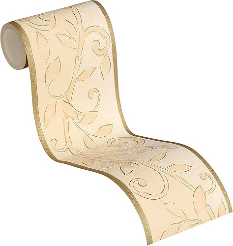 A.S. Création Bordüre - Papierbordüre mit wundervollen Blumen in Orange, Rot und Beige - auf 5,00 m x 0,13 m je Rolle - Cheap-Us