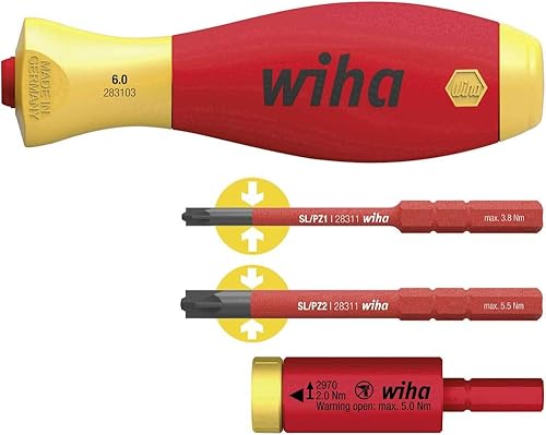 Wiha Juego de adaptadores de par de apriete easyTorque electric 2,8 Nm con soporte slimVario® y slimBits SL/PZ, de 4 unid. (41478) - Cheap-Us