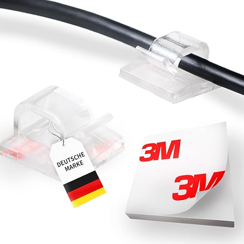 Kabelhalter selbstklebend, starker 3M Kleber, 50 Stück, Indoor & Outdoor - Kabelclips für Kabelmanagement - Kabelklemmen & Kabelorganisator an allen Möbeln - Kabelbefestigung Lichterkette(transparent) - Cheap-Us