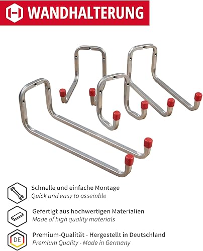 Gedotec Wandhalterung - Wandhaken zum Schrauben Stahl verzinkt | DUO | 1 Stück Gerätehaken Länge: 325 mm inkl. Befestigungsmaterial | Allzweckhaken aus Metall | Wandhalterung Garage | Wand-Montage - Cheap-Us