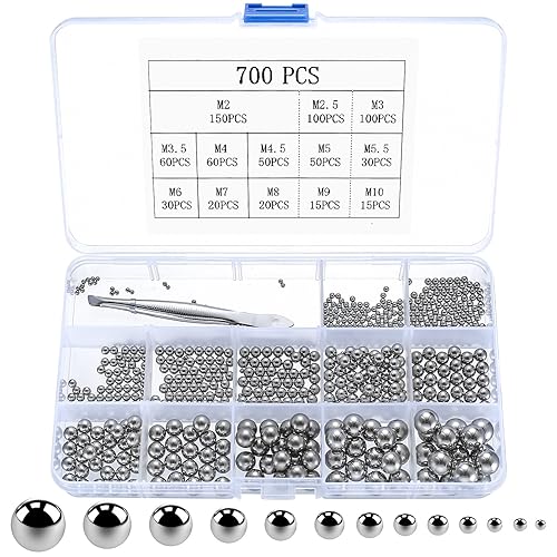 700 Stk Stahlkugeln, Edelstahlkugeln, Kugellager Kugeln, Edelstahl Metallkugeln für Fahrrad Rollen Förderer Skates Rad Präzision Kugellager Fahrrad Ersatzteile, 2/2.5/3/3.5/4/4.5/5/5.5/6/7/8/9/10mm - Cheap-Us