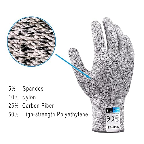 OSHYLE Schnittschutzhandschuhe mit High Performance Level 5 Schutz, Lebensmittelsicherheit, Arbeitshandschuhe für die Küche, Mandolinenschneiden, Fleischschneiden und Holzschnitzen (XL) - Cheap-Us
