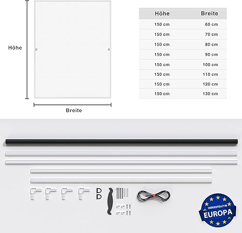 jarolift Fliegengitter Fenster Profi Line, Insektenschutz Fliegenschutzgitter Spannrahmen, Kürzbar, Alurahmen, 100 x 150 cm (B x H), Rahmenfarbe Anthrazit - Cheap-Us