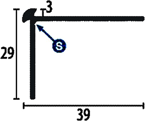 PROVISTON | Treppenkantenprofil | Breite: 39 mm | Höhe: 3 mm | Länge: 1000 mm | Aluminium eloxiert | Glatt | Sollbiegestelle | Edelstahl | Doppelt Versetzt Versenkt Gebohrt - Cheap-Us