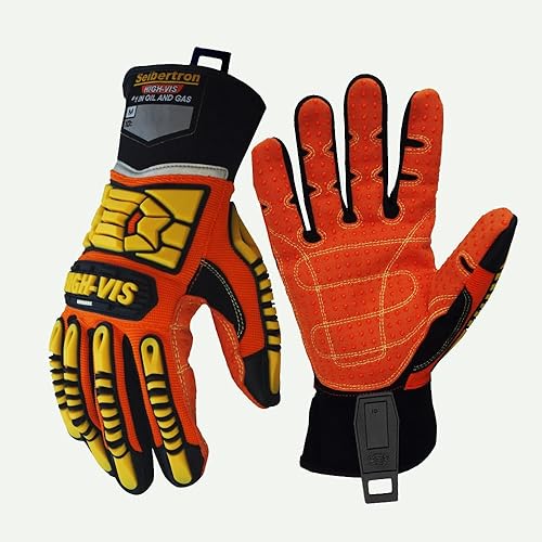 Seibertron HIGH-VIS HDC5 Schnittschutzklasse 5 Deckhand Schlagfestes Arbeitshandschuhe Montagehandschuhe Öl und Gas Sicherheit Handschuhe Dornensichere und Stichfeste Gartenhandschuhe S - Cheap-Us