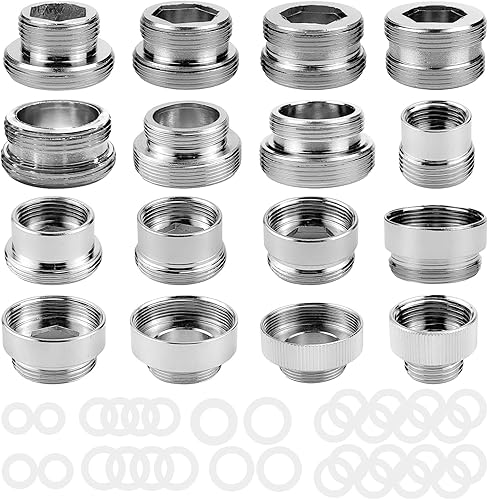 16 Stück Wasserhahn Adapter Set, Messing Wasseranschluss Adapter mit Dichtungen, Gewindeadapter, Wasserhahn Aufsatz, für Gartenschlauch Anschluss, Spülbecken, Wasserfilter - Cheap-Us