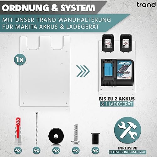 trand Wandhalterung für Makita Akkus (18V & 14,4V) & Ladegeräte – Robuster Akkuhalter für Werkstatt & Garage | Premium Qualität Made in Germany - Cheap-Us