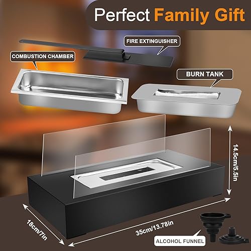 Dreamhigh® Bioethanol Kamin, Tischkamin Indoor, Tischfeuer für Indoor & Outdoor mit Deko Steinen, Tragbare Bio Ethanol Feuerstelle, Unendliche Brenndauer - Cheap-Us