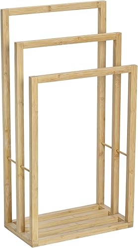 WENKO Handtuchbutler Mod. Bambusa, Handtuchständer aus stabilem Bambus mit 3 Stangen zur Handtuch-Aufbewahrung, (B x H x T): 42,5 x 82 x 23,5 cm, Natur - Cheap-Us