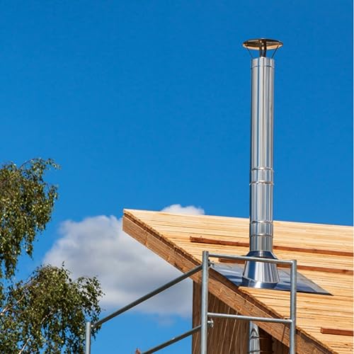 Edelstahlschornstein Dachdurchfuhrung 5-30° aus Aluminium I Zubehör für Kamin und Ofen I ø 200 mm I Dachausstieg I Optimale doppelwandige Isolierung I Für ein ø 130 mm Rohr I Oskar - Cheap-Us