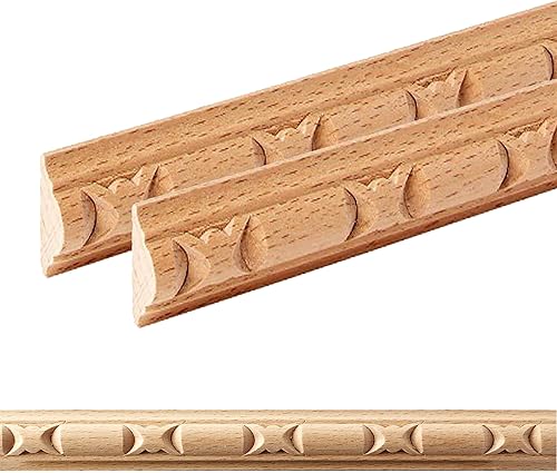 ben+camilla.com Ornament Leiste Holz für Möbel in 18 x 7 x 1000 mm | 2-er Set = 2 Meter | SB-136 mit 3D Block Buche | Zierprofile Friesenleiste Wandleiste Profilleiste - Cheap-Us