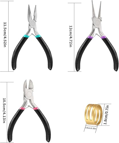 Xiaomoyu 3 Stück Schmuckzange, Zangen für die Schmuckherstellung, Schmuckherstellung Zangen Werkzeuge mit Spitzzange/Kettenzange/Drahtschneider Zange für die Schmuckherstellung - Cheap-Us