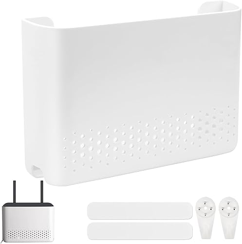 KXVXXV Router Schrank Router Verstecken WLAN Router Box WiFi Router Aufbewahrungsbox TV Kabel Verstecken Wand Regal 25,5 x 17 x 5,5 cm Weiß für WiFi-Rack Wanddekoration Storage Box - Cheap-Us