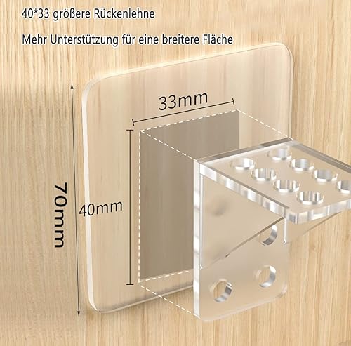 Klebehaken[6Stk] große selbstklebende Regalhalterung,doppelreihig verdickt und verstärktes Design Regalstützen,NEU!Verstärkt!Fachbodenträger ohne Bohren,Halter für Einlegeböden zum kleben transparent - Cheap-Us