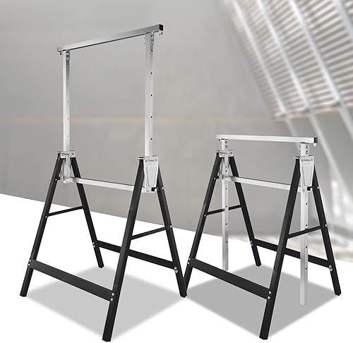 Cecaylie 2x Gerüstbock Arbeitsbock Tragkraft 200 kg 7-fach klappbock Böcke Höhenverstellbar 80-130 cm Metall Arbeitsböcke Gestelle Gerüstböcke Unterstellbock klappböcke - Cheap-Us
