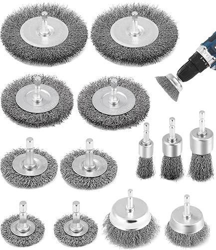 13 Stück Akkuschrauber Stahlbürste, Drahtbürste Bohrmaschine Set mit Sechskantstange, 6mm Drahtbürste Akkuschrauber,für Bohrmaschine Polier Schleifen Entrosten Entgraten - Cheap-Us