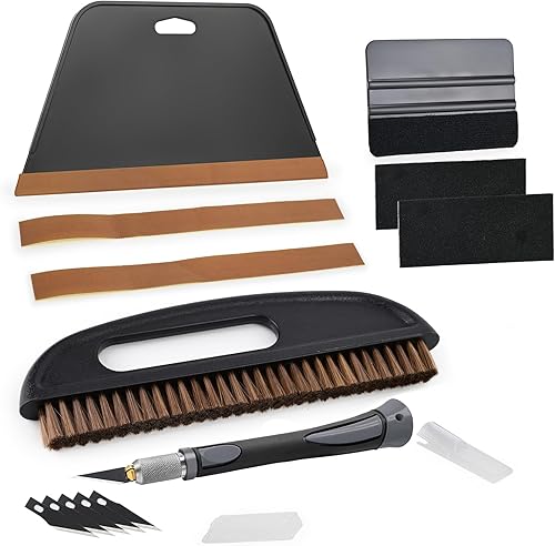 EHDIS 7-teilig Tapezierwerkzeug, inklusive Tapezierbürste, Rakel Tapezieren, Filzrakel, Schneidwerkzeug, Tapezierset, für Klebekontakt, Tapeten, Fensterfolie, Vinyl - Cheap-Us