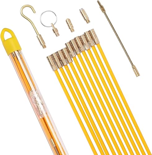 Poweka Glasfaser Einziehband 10 Stangen x 33cm, einstellbar Kabeleinziehhilfe Installationskit, Kabelstäbe Fischband für die Kabelverlegung（Kunststoff-Box） - Cheap-Us