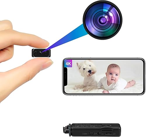 HiKam 4K HD Kleine Kamera, Live Übertragung Handy App, Überwachungskamera Innen Überwachung Hundekamera, Bewegungserkennung, Nachtsicht, Alarm auf Handy, E-Mail-Alarm,aufzeichnung, 3Pro - Cheap-Us