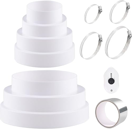 Universal Reduzierverbinder Ø80-150mm Reduzierstück Ø 80 100 110 120 130 150 mm mit Edelstahl Schlauchschellen Aluminiumfolienband ABS Reduzierstück für Lüftungssystem Lüftung Rundrohr Ventilation - Cheap-Us