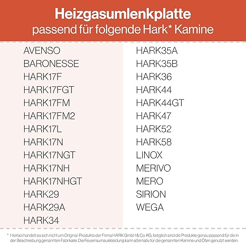 Heizgasumlenkplatte - Passend für Hark Kaminöfen inkl. Modellübersicht - Vermiculite feuerfest & hitzebeständig - Kamin Ofen Zubehör (385x175x30 mm) - Cheap-Us