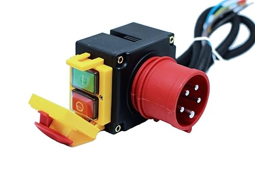 Schalter - Stecker Kombination 3-phasig 400V mit 80cm Kabel, Phasenwender und Magnet-Notausschalter -Baugleich KEDU KOA7 400V - Cheap-Us