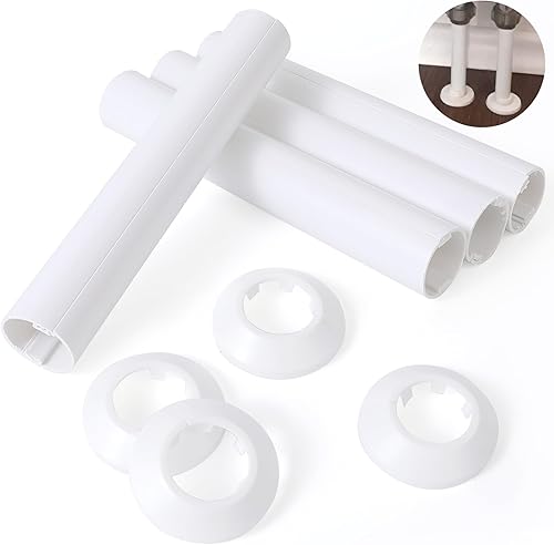 Kunststoffschlauch Heizungsrohr Verkleidung,Rohrverkleidung,Heizkörper Rohrisolierung,Universeller Innendurchmesser kleiner als 22mm,4 Stück 200mm(Länge) X 32mm(Außendurchmesser)+4 Stück Rosette - Cheap-Us