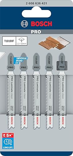 Bosch 3 tlg. Stichsägeblatt-Set Special for Laminate (für Laminat, T191AOF, T101BIF, T-Schaft, gerader Schnitt, Professional Zubehör Stichsäge) - Cheap-Us