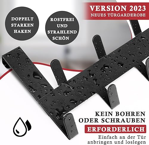 Dohomai Türgarderobe zum Einhängen, Türhaken zum Einhängen mit 11 Haken - kleiderhaken Tür mit Filz Pads für Mehr Ordnung in Küche, Bad und Schlafzimmer - Stabile Türhakenleiste - Cheap-Us