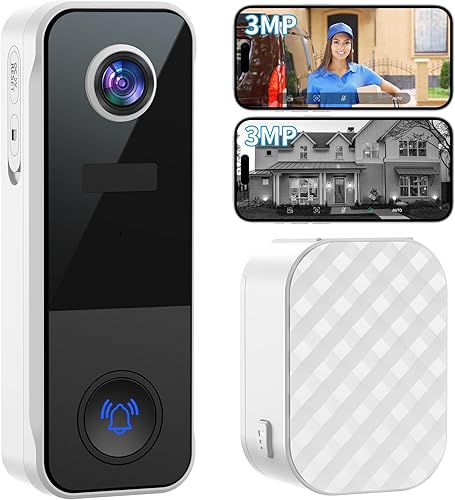Ankway 2K Video Türklingel mit Kamera wlan, 145° Weitwinkel, PIR-Sensor, 2-Wege-Videoanruf, Live-Ansicht verfügbar, Alarme, wasserdicht, 2 Speicherwege, Unterstützung mit Alexa, Smarte Doorbell Camera - Cheap-Us