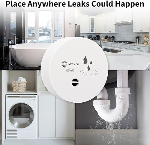 Geevon Wassermelder Wasseralarm2 Stück, 100dB Wasserwarner, Wassersensor Alarm, Batteriebetrieben für Keller, Badezimmer, Waschküche, Küchen, Garagen und Dachböden (Lieferung mit Batterie) - Cheap-Us