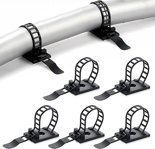 Fippy 100 Stück Verstellbare Kabelklemme Kabelschellen Selbstklebende Schwarz Kabelclips Kabelhalter mit Klebstoff Unterlage für Schreibtisch Netzkabel USB Ladekabel Ladegeräte - Cheap-Us