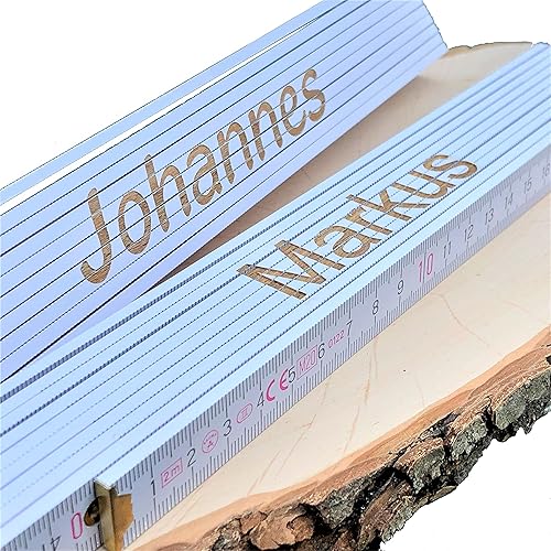 Zollstock personalisiert mit Namen | BEIDSEITIG OHNE AUFPREIS | Gliedermaßstab Geschenk für Männer Opa Papa Vatertag Muttertag Weihnachten weiß 2m - Cheap-Us