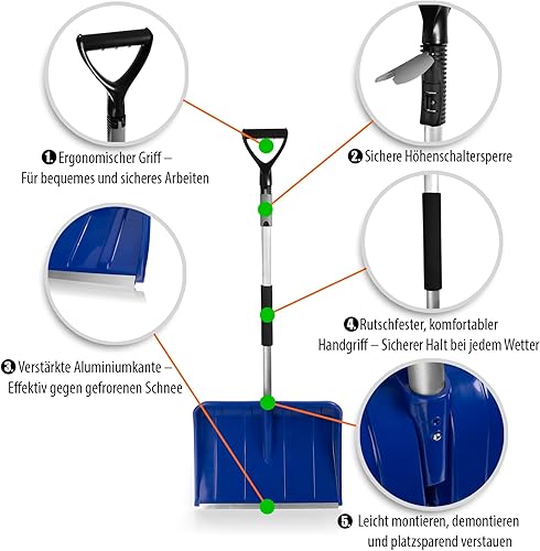 BigDean Schneeschaufel mit Teleskopgriff – Schneeschieber Made in Europe - Cheap-Us