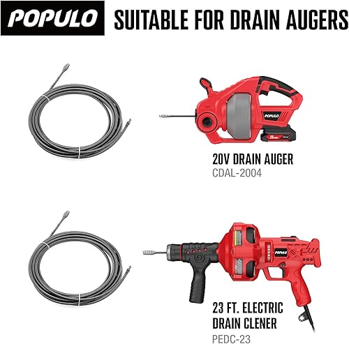 POPULO Rohrreinigungsspirale Akku-Rohrreiniger, 7,6m 18V Elektrischer Abflussreiniger für 18-65mm Rohrverstopfungen Verwendet, Geeignet für WC, Kanalisation, Badewanne, Küchenspüle und Waschbecken - Cheap-Us