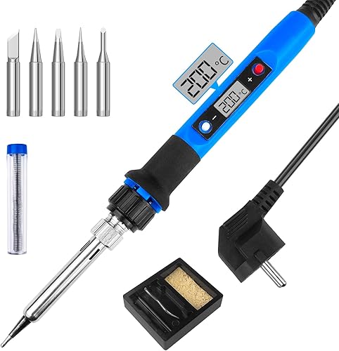 WinGluge 80W Lötkolben Set, Lötstation mit Temperatur Einstellbar 180-480°C, Lötset mit Lötdraht, Soldering Iron Kit mit LED Bildschirm und 5 Lötspitzen zum Heißschneiden Schweißen Brandmalerei - Cheap-Us