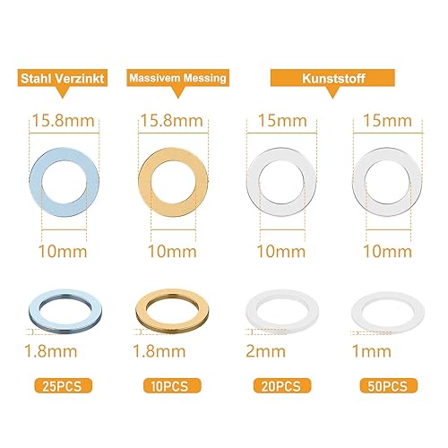 VIGRUE 90 PCS Fitschenringe Stahl verzinkt gemischt Sortiment Ø 10,2/11,2/12,2 mm, Fitschenringe Sortiment Set, Tür Unterlegscheiben Set Beilagscheiben in Sortimentskasten - Cheap-Us