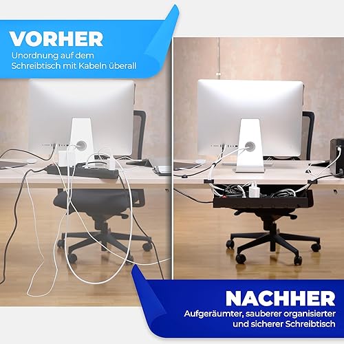 HOMEPROTEK Kabelkanal für EIN ordentliches Kabelmanagement – 1 x schwarzer Kabelhalter mit einfacher Montage – 43 x 10 x 10 cm Organizer für Büro zu Hause - Cheap-Us