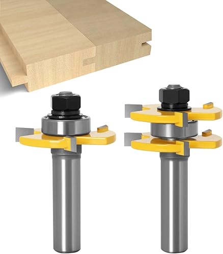 APLUS 2 teilig 6mm Groove und Tongue Zunge und Nut Set Router Bit Set Oberfräser Holzbearbeitung Fräsen Holzschneider Werkzeug für Graviermaschine Trimmmaschine - Cheap-Us