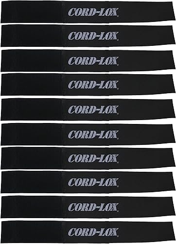 cord-lox – geschlossen Loop-Kabel Management Gurtband – 10 PACK – Lösung für Audio-, Wohnmobil-, Trailer, Industrie Bindekordeln – Made in USA (schwarz), schwarz - Cheap-Us